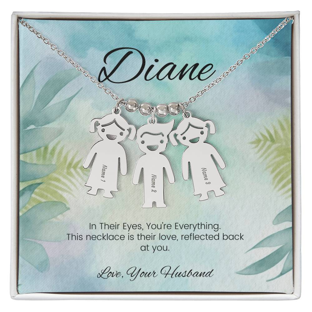 In their eyes you’re everything engraved kids charm necklace custom gift for moms or grandmas - MySisterIsASurvivor