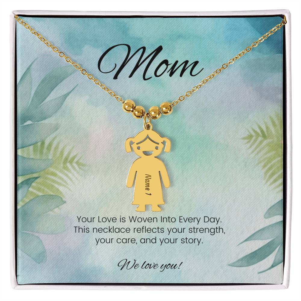 Your love is woven into every day healing engraved kids charm necklace supportive gift for mom - MySisterIsASurvivor