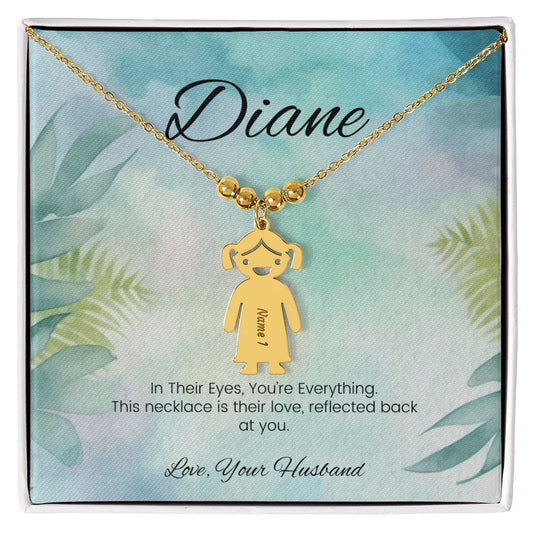 In Their Eyes, You're Everything - Engraved Kids Charm Necklace for Mom or Grandma