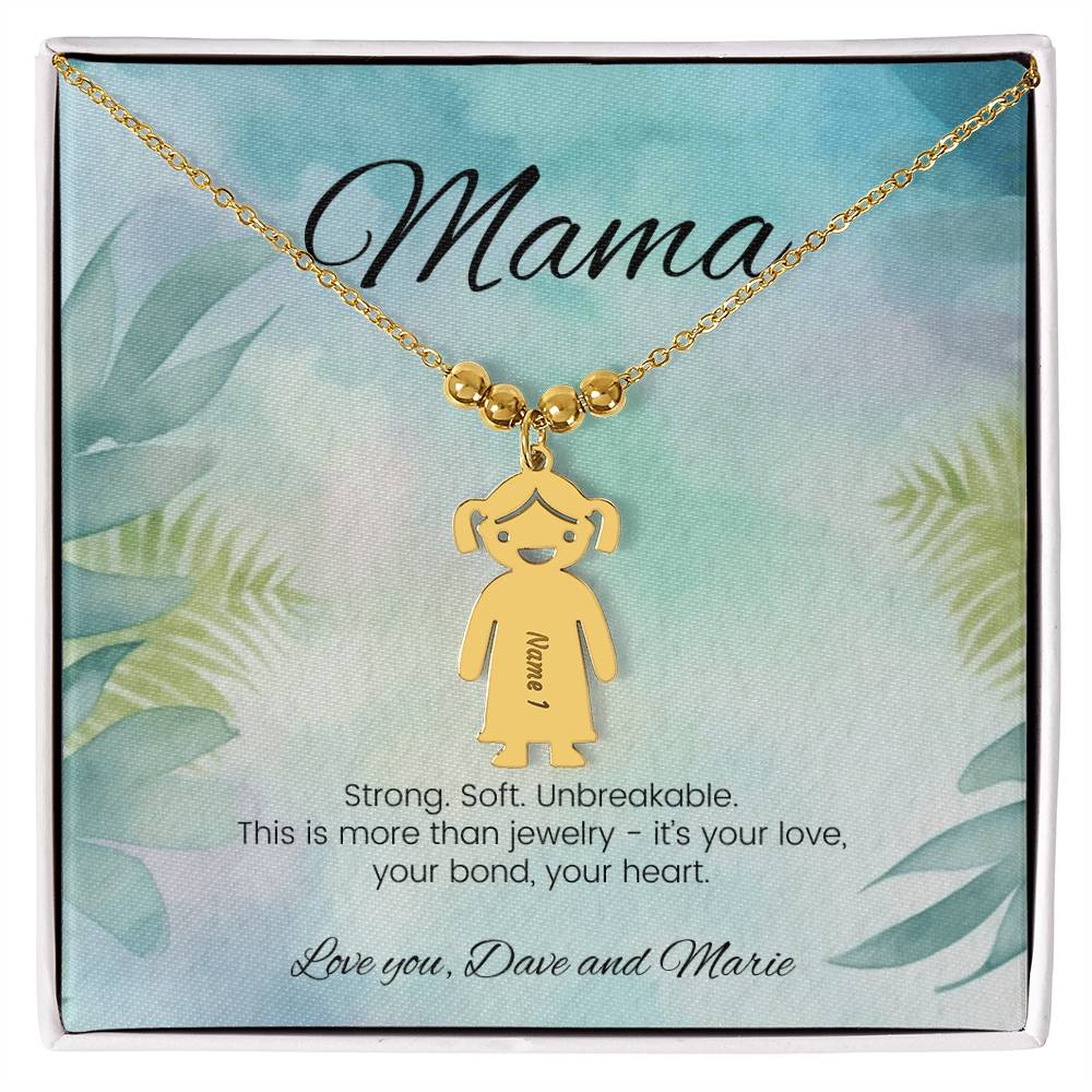 Strong soft unbreakable engraved kids charm necklace empowering gift for mom or caregiver - MySisterIsASurvivor