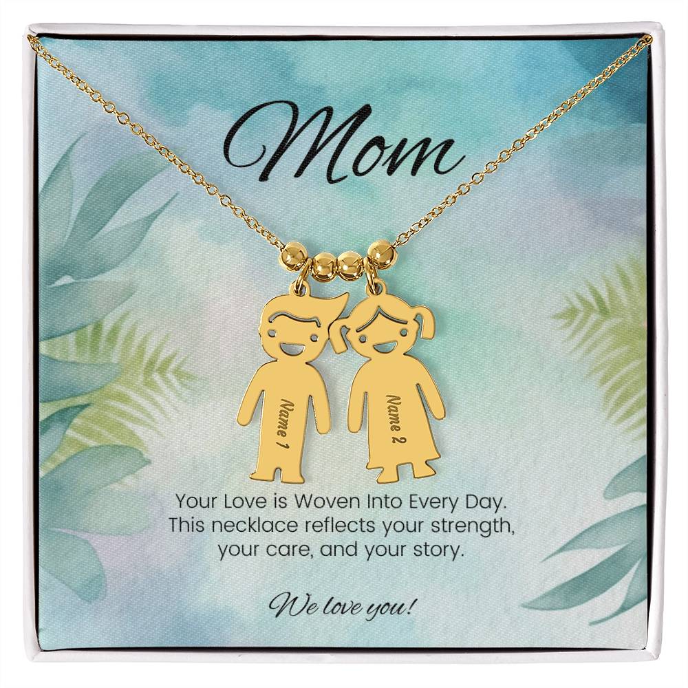 Your love is woven into every day healing engraved kids charm necklace supportive gift for mom - MySisterIsASurvivor