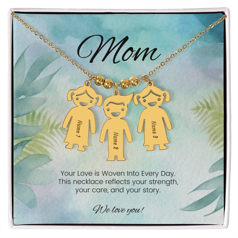 Your love is woven into every day healing engraved kids charm necklace supportive gift for mom - MySisterIsASurvivor