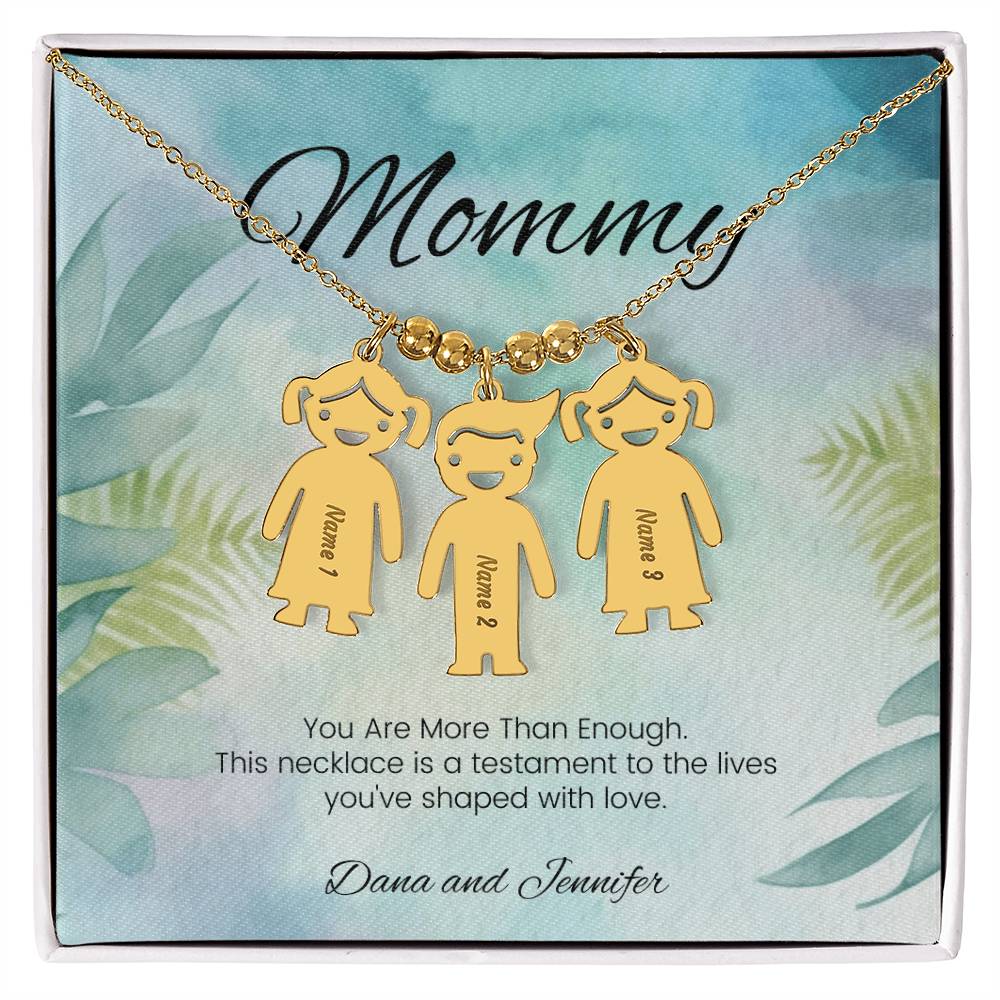 You are more than enough engraved kids charm necklace support gift for moms or grandmas - MySisterIsASurvivor