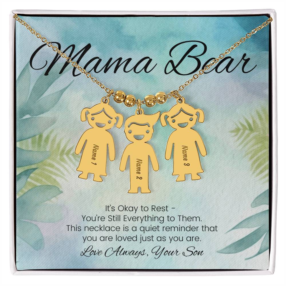It’s okay to rest engraved kids charm necklace personalized encouragement gift for moms - MySisterIsASurvivor