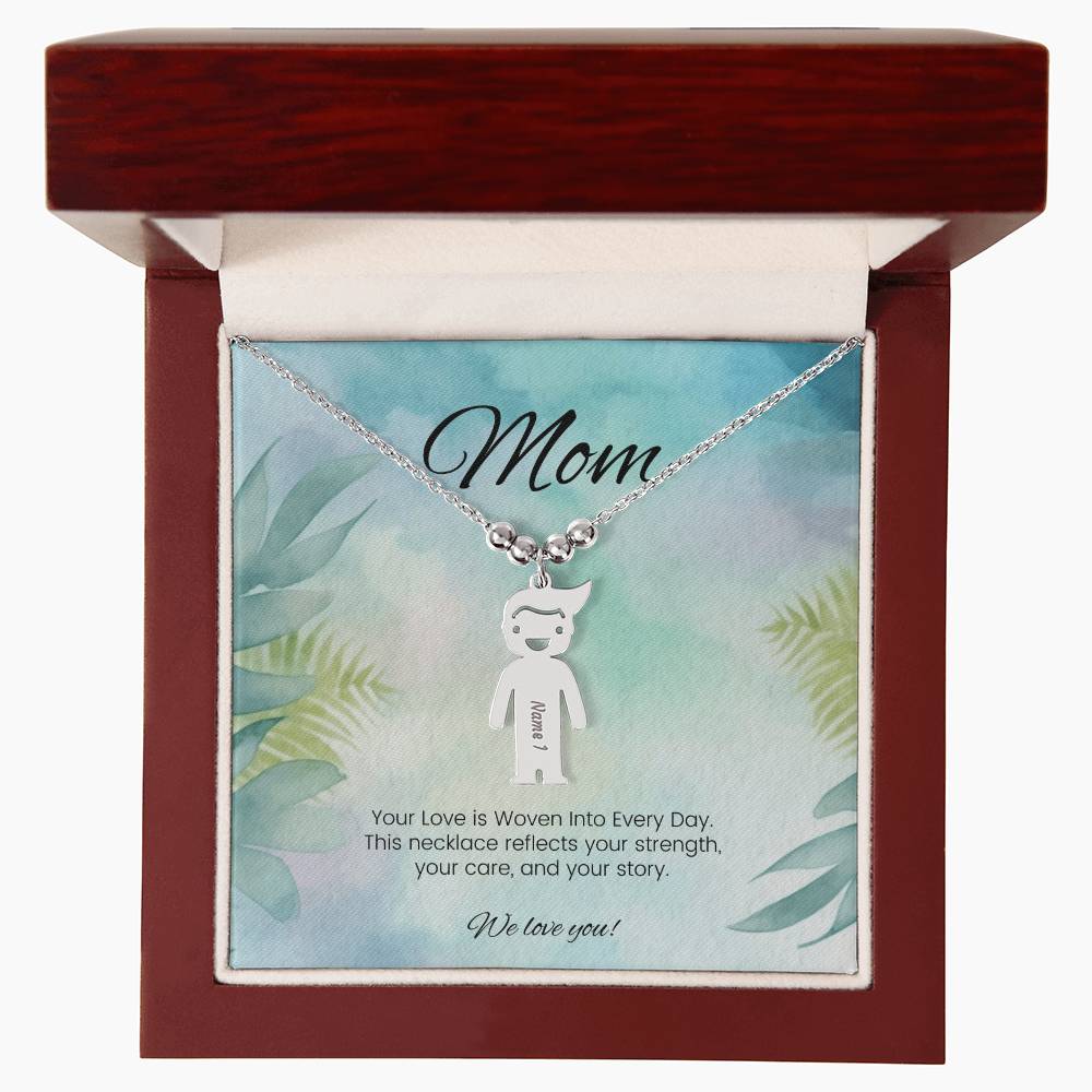 Your love is woven into every day healing engraved kids charm necklace supportive gift for mom - MySisterIsASurvivor