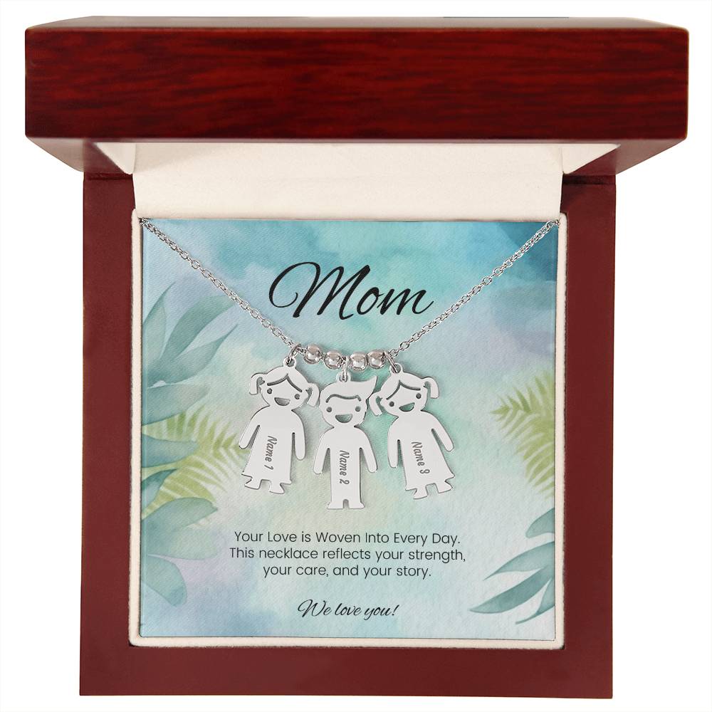 Your love is woven into every day healing engraved kids charm necklace supportive gift for mom - MySisterIsASurvivor
