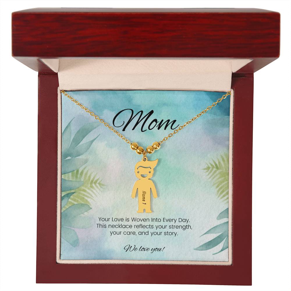 Your love is woven into every day healing engraved kids charm necklace supportive gift for mom - MySisterIsASurvivor
