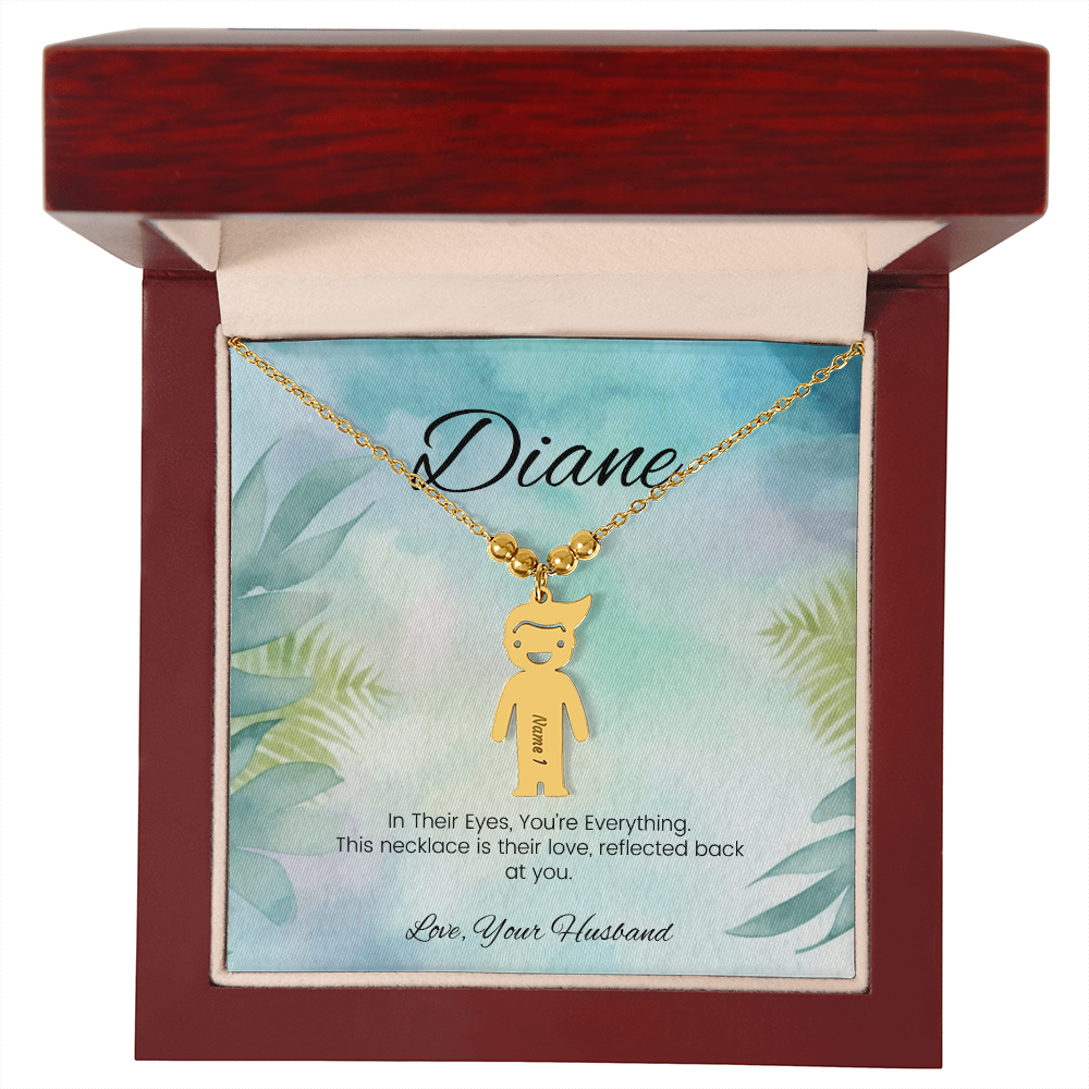Custom gift for moms – personalized name necklace with message “In Their Eyes, You're Everything”