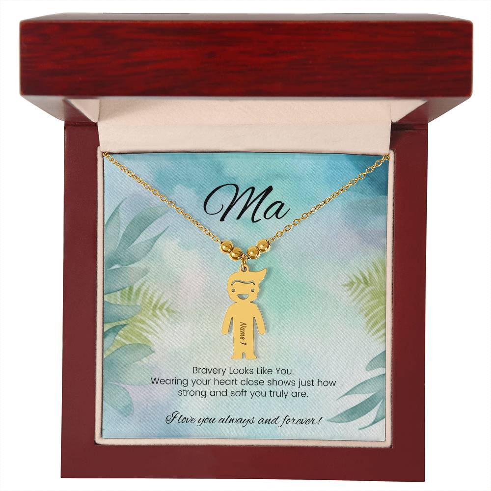 Bravery looks like you strength-inspired engraved kids charm necklace for moms or caregivers - MySisterIsASurvivor