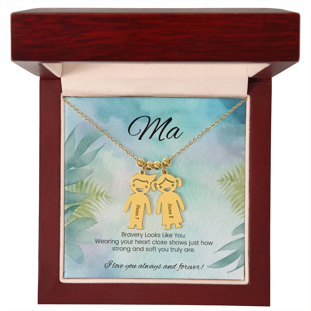 Bravery looks like you strength-inspired engraved kids charm necklace for moms or caregivers - MySisterIsASurvivor