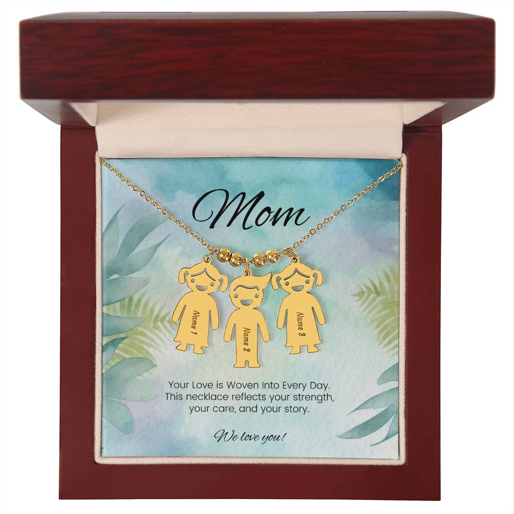 Your love is woven into every day healing engraved kids charm necklace supportive gift for mom - MySisterIsASurvivor
