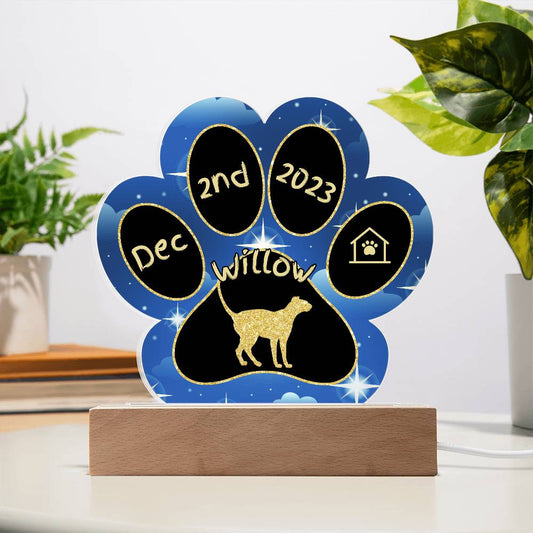 Ukrainian Levkoy Cat Gotcha Day Plaque - Personalized 7" LED Acrylic Paw Print Pet Gift