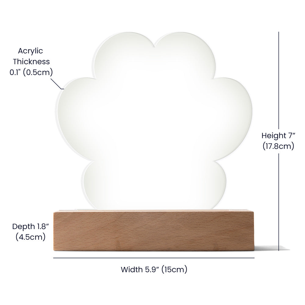 Asian Cat Gotcha Day Plaque - Personalized 7" LED Acrylic Paw Print Birthday & Adoption Gift