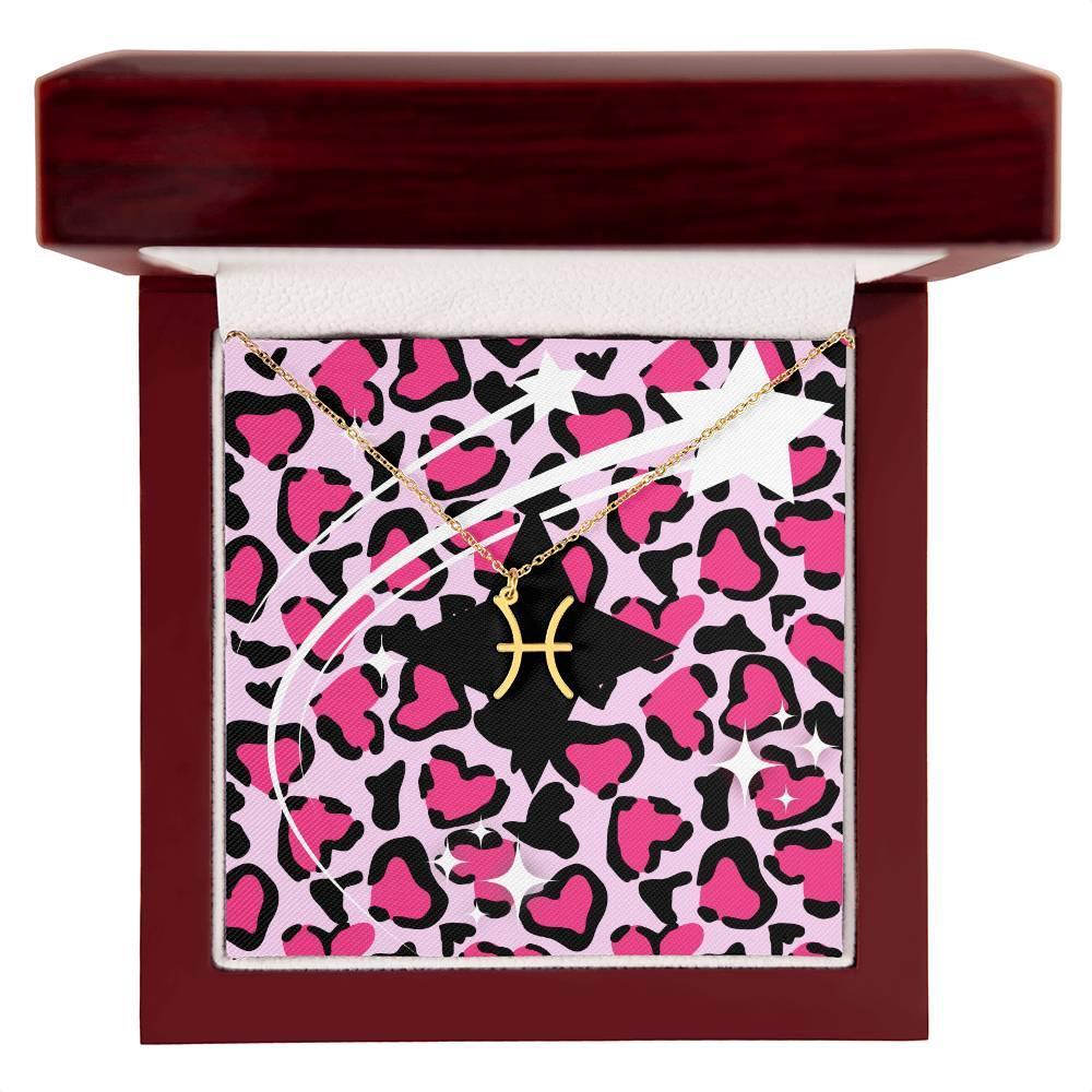 Shop our premium radiant zodiac symbol necklace hearts leopard print from MySisterIsASurvivor.