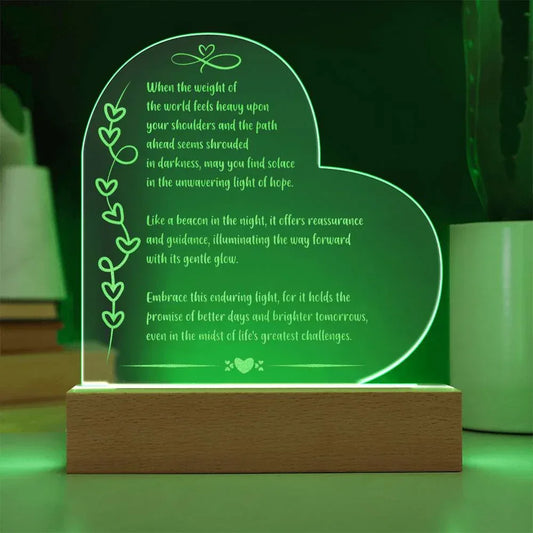 Shop our when the weight of the world engraved acrylic plaque featuring the Battery LED Base style option from MySisterIsASurvivor.