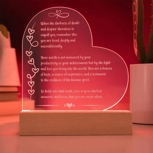 Shop our when the darkness of doubt engraved acrylic plaque featuring the Battery LED Base style option from MySisterIsASurvivor.