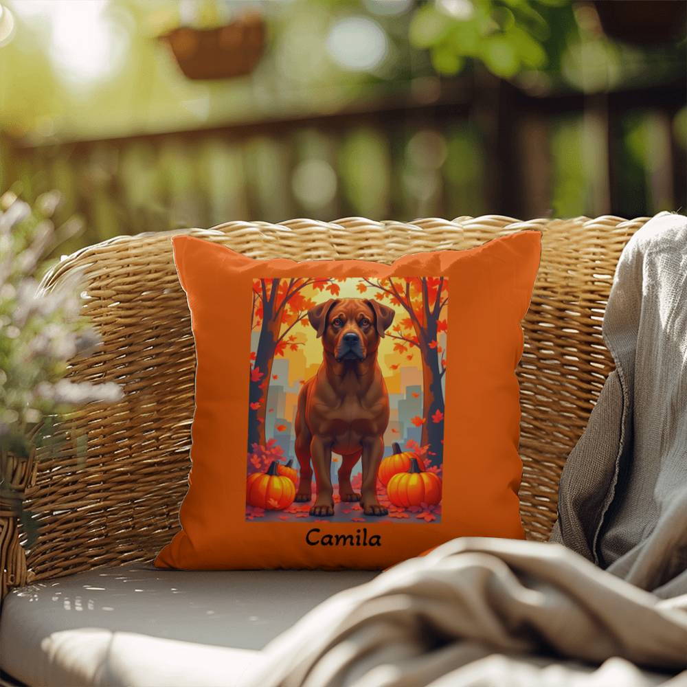 Rottweiler Red Coat Pillow, Durable Indoor Outdoor Dog Cushion, Personalized Pet Owner Gift