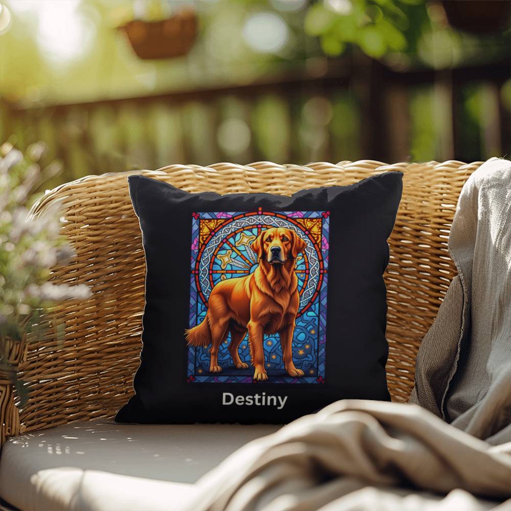 Red Golden Retriever indoor/outdoor pillow, custom dog lover throw pillow gift for pet parents
