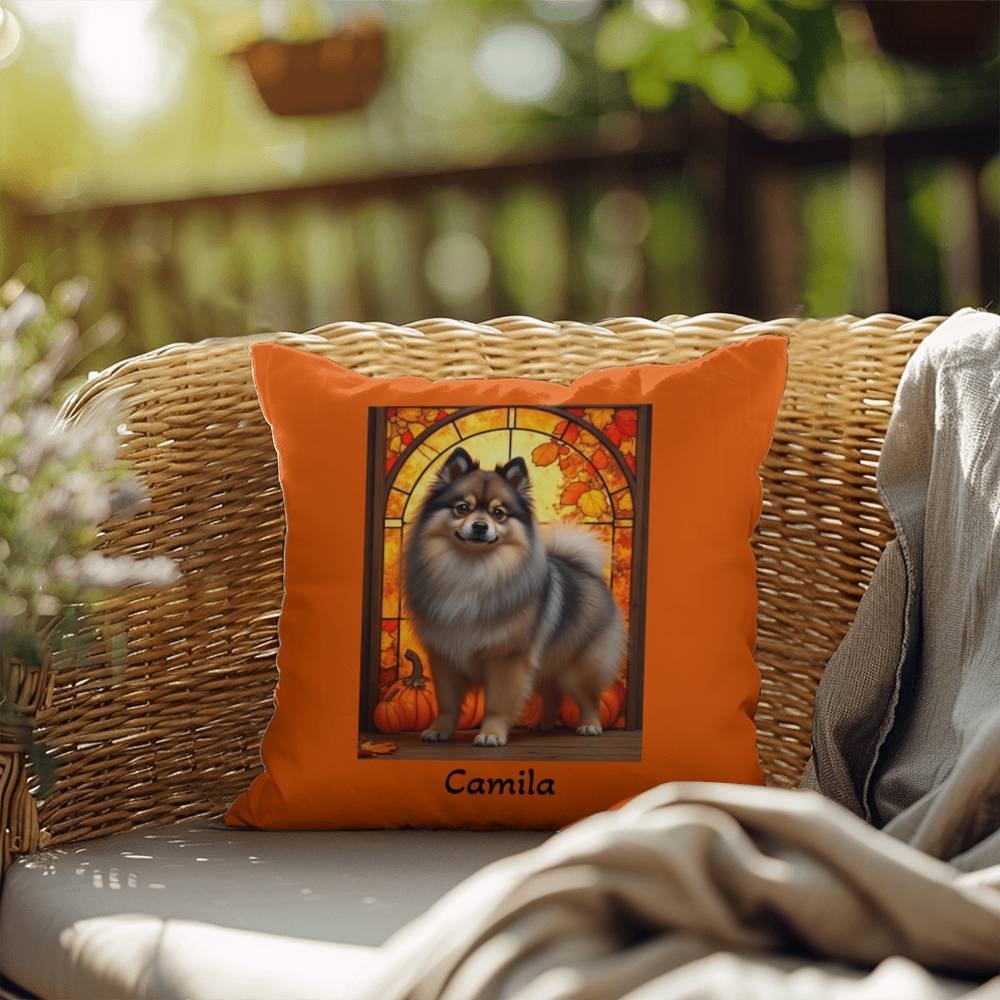 Wolf Sable Pomeranian indoor outdoor pillow, custom dog cushion, pet lover gift accent decor