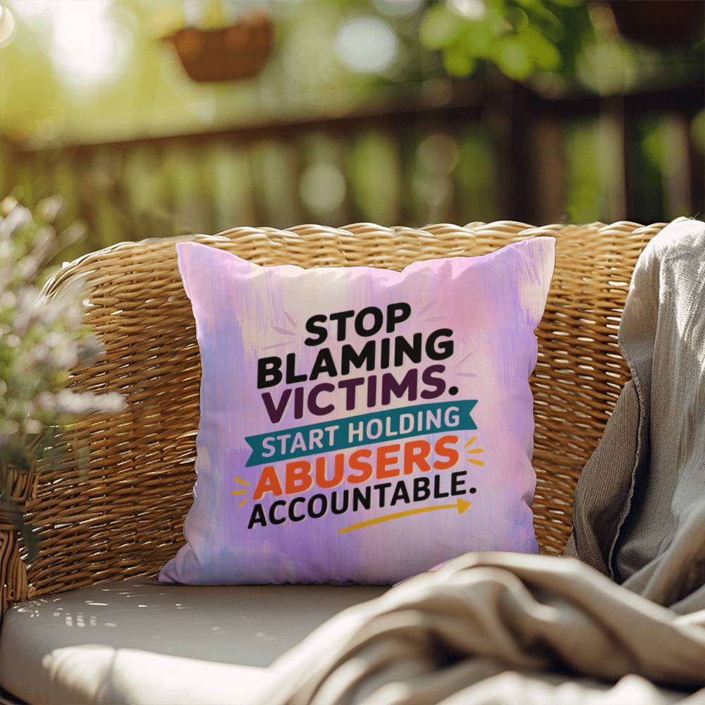 Rise & Reclaim Indoor/Outdoor Pillow – Accountability for Abusers