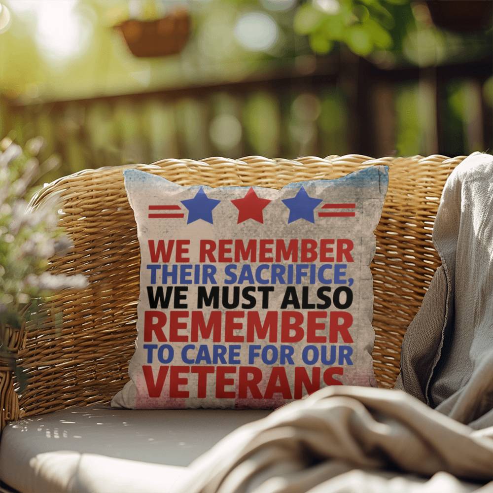 We Remember Their Sacrifice personalized pillow for veteran tribute, PTSD support, and Memorial Day remembrance