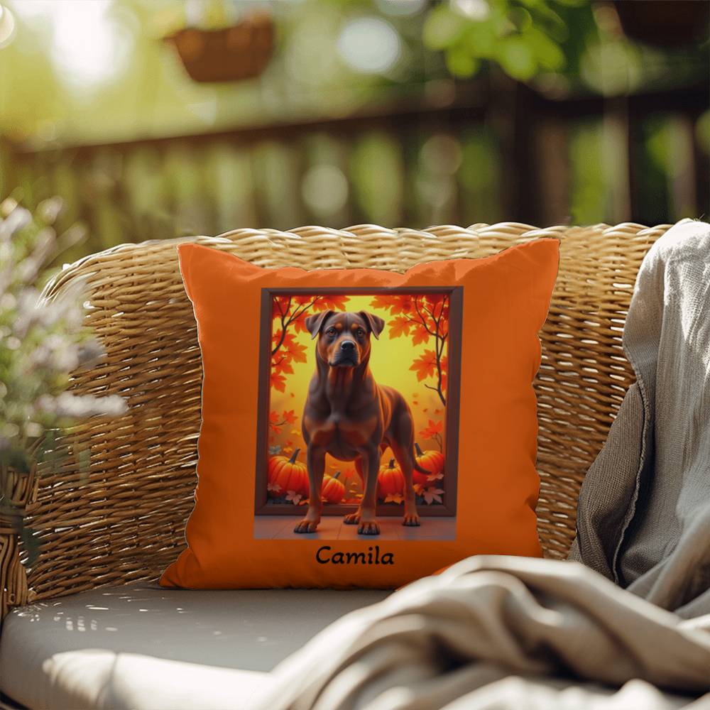 Chocolate and tan Rottweiler indoor outdoor pillow, cozy dog lover gift and stylish pet-themed décor