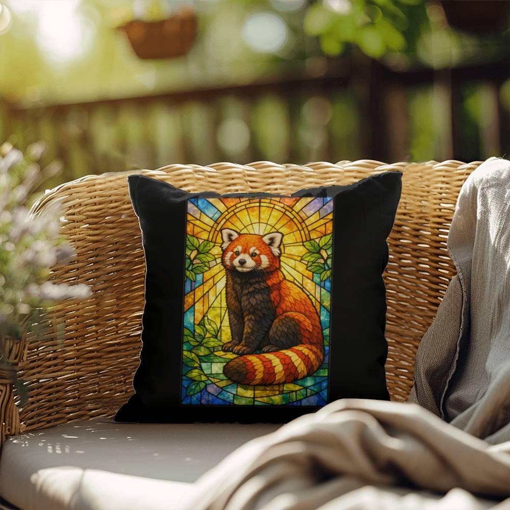 Shop our premium red panda stained glass style throw pillow from MySisterIsASurvivor.