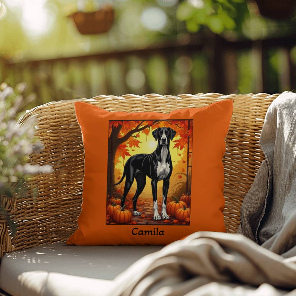 Great Dane Mantle Coat Throw Pillow, Personalized Indoor Outdoor Dog Cushion, Home Decor Accent