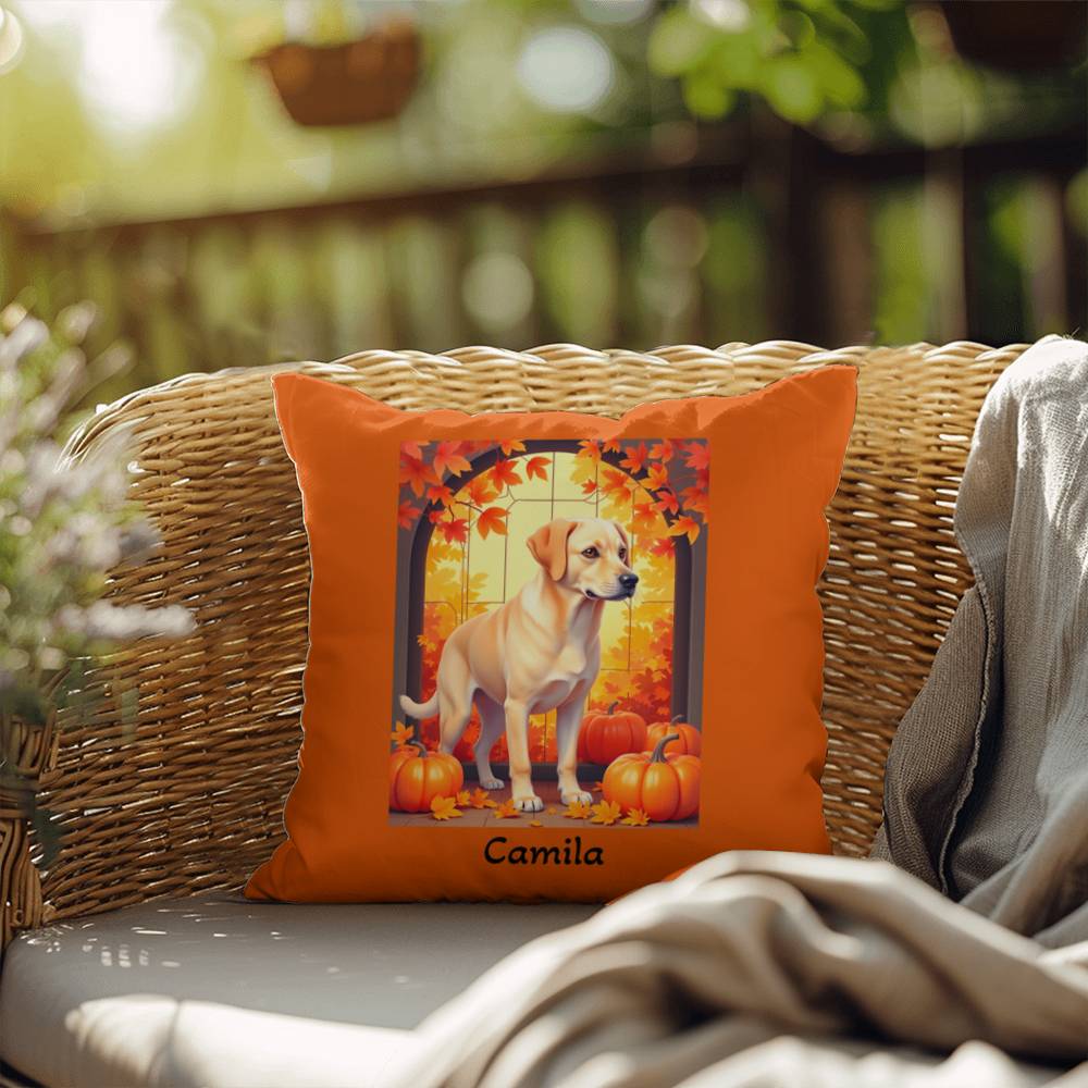 Yellow Labrador Retriever pillow, custom indoor outdoor lab cushion, cozy accent for pet lovers - MySisterIsASurvivor