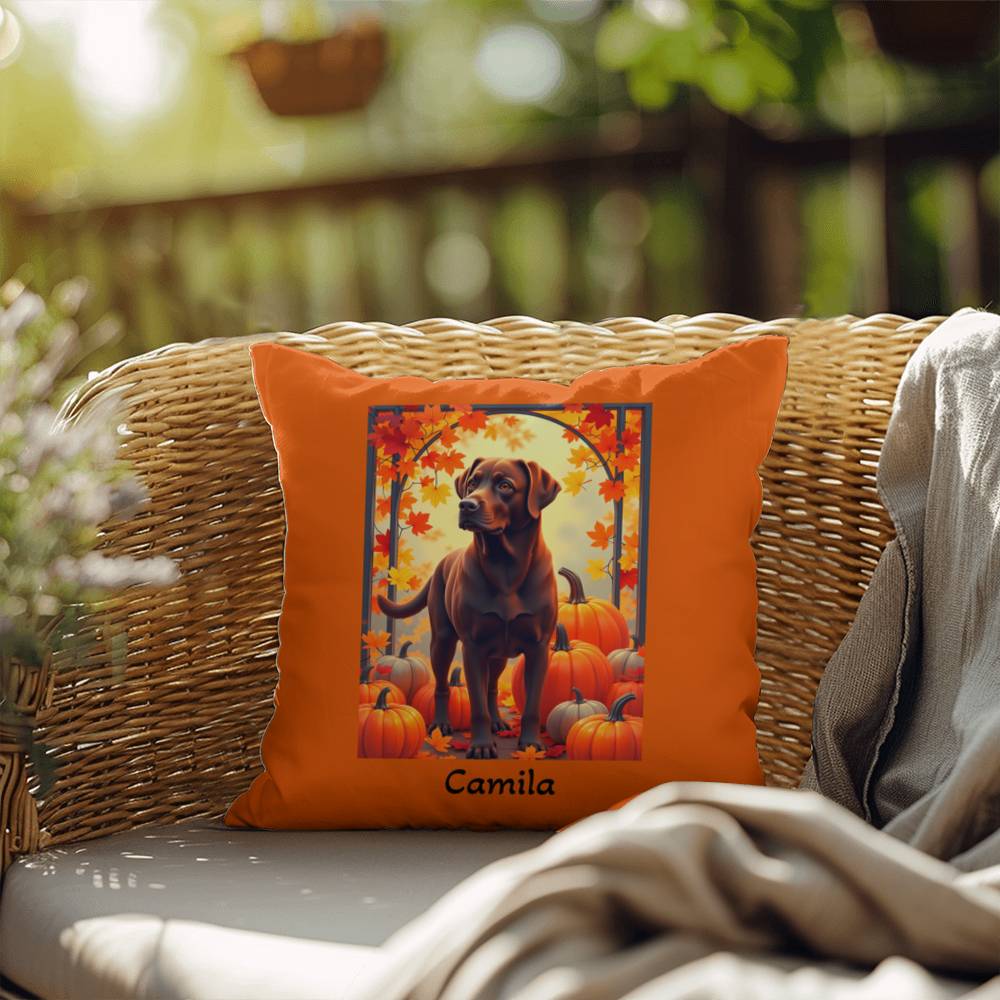 Chocolate Labrador Retriever pillow, personalized indoor outdoor lab dog cushion, home accent - MySisterIsASurvivor