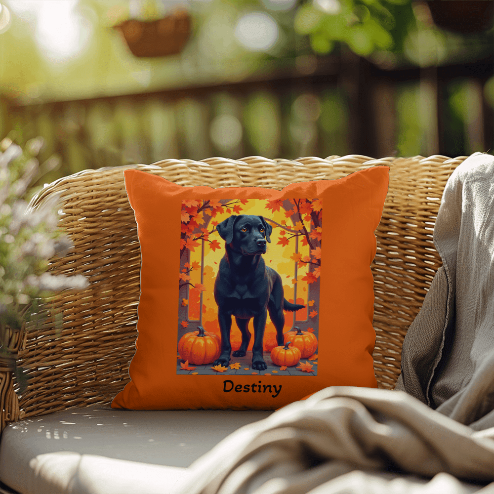 Black Labrador Retriever pillow, personalized indoor outdoor dog cushion for lab lovers - MySisterIsASurvivor
