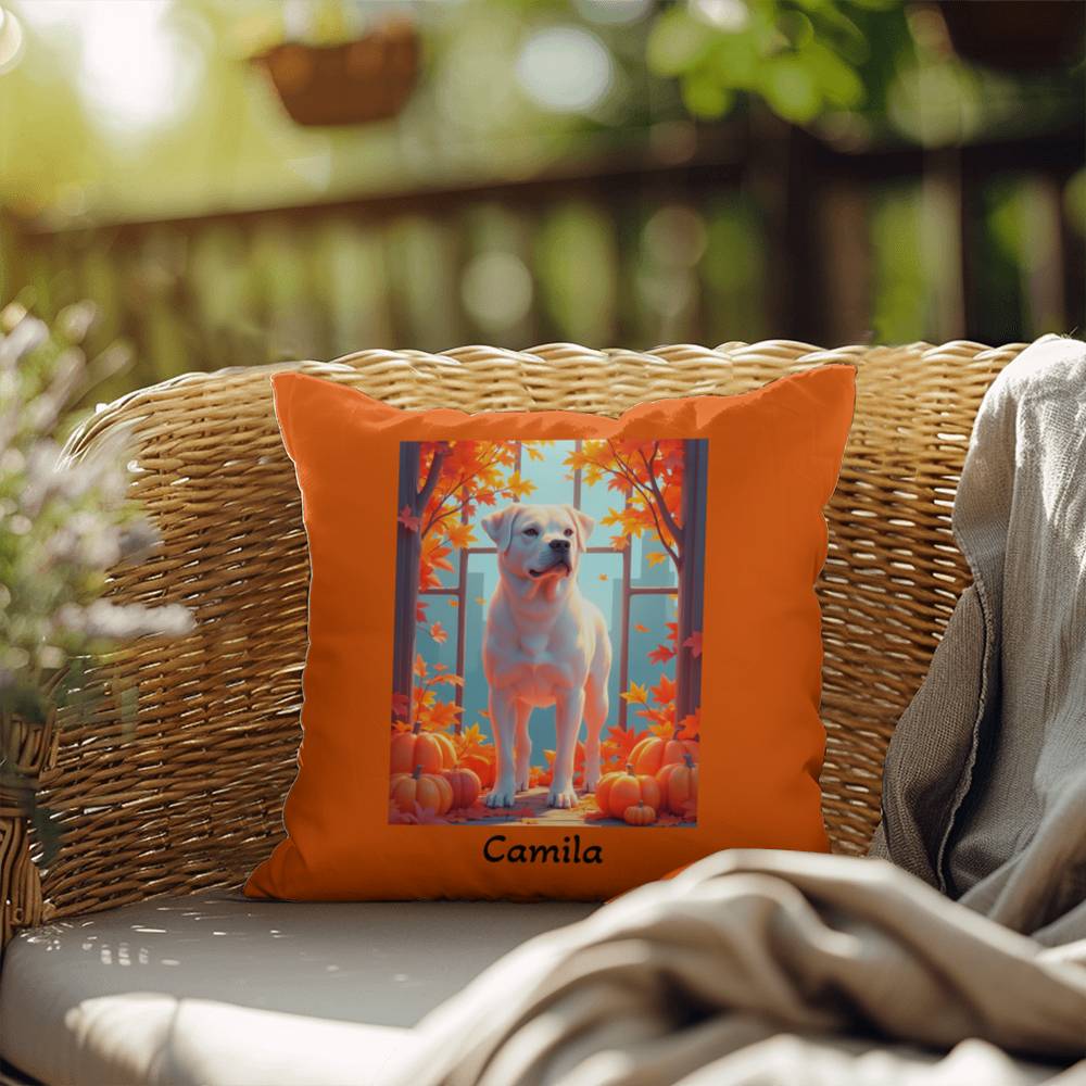 White Rottweiler pillow, personalized indoor outdoor dog cushion, water-resistant Rottie decor - MySisterIsASurvivor
