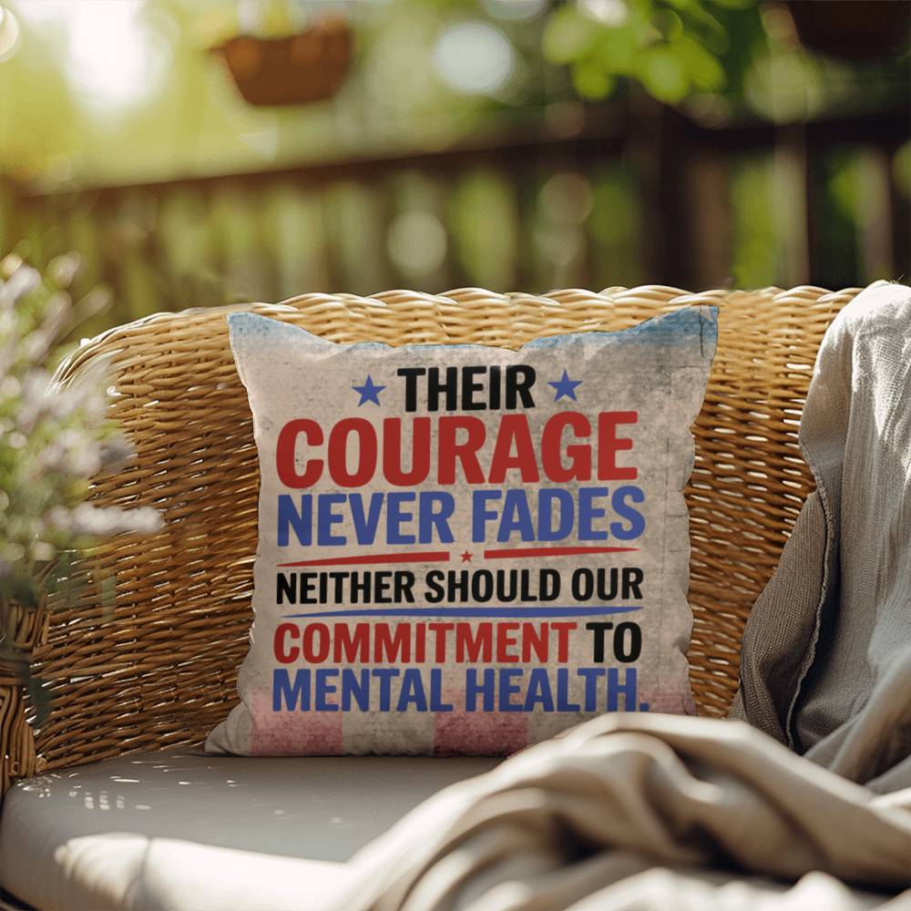 Their Courage Never Fades personalized veteran support pillow with military tribute and PTSD awareness message
