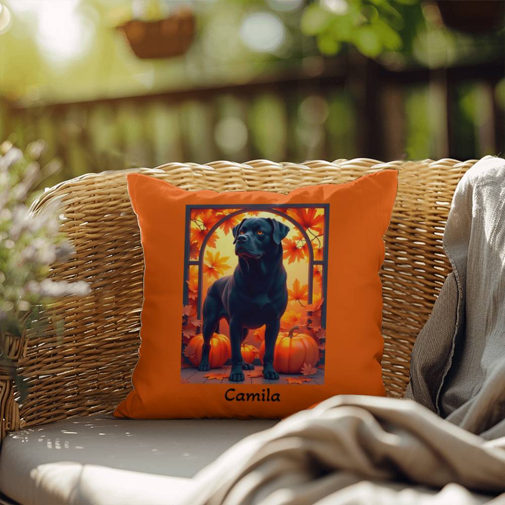 Black Rottweiler pillow, personalized indoor outdoor dog cushion for Rottie home accent - MySisterIsASurvivor