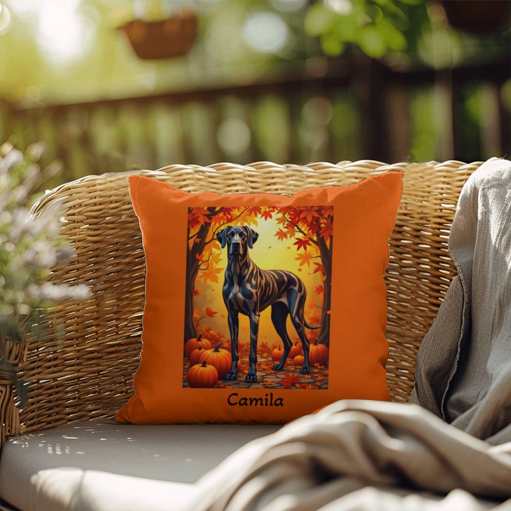 Great Dane Brindle Coat Throw Pillow, Personalized Indoor Outdoor Dog Cushion, Living Room Accent