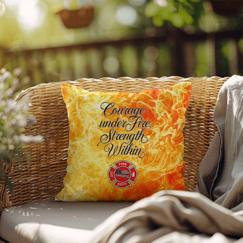 Custom pillow design for firefighters, celebrating their courage both on duty and in their emotional well-being. Perfect for recovery spaces.