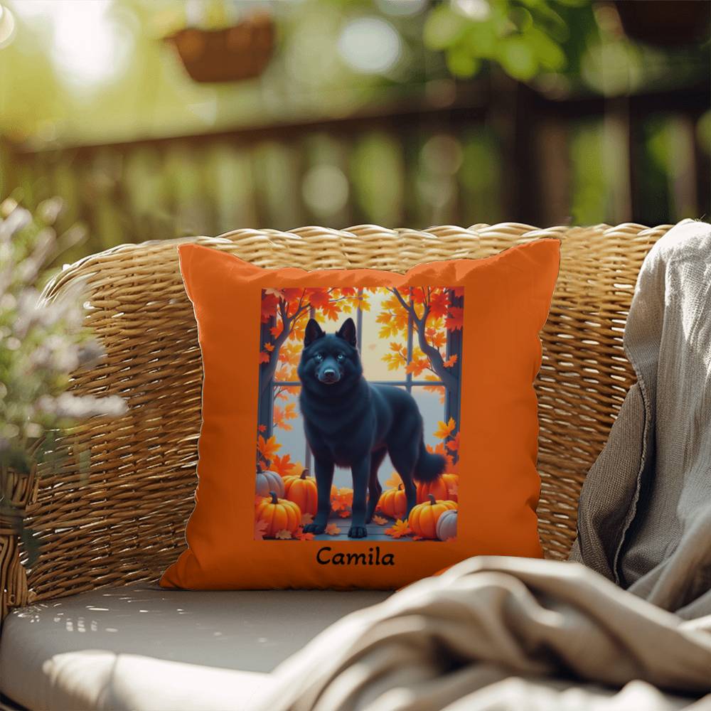 Black Siberian Husky pillow blue eyes, custom indoor outdoor Husky cushion for pet owners - MySisterIsASurvivor