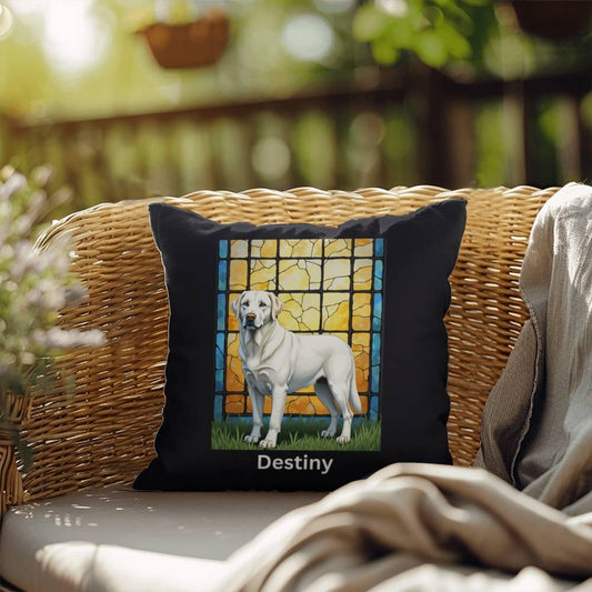 Shop our labrador retriever white indoor outdoor pillow featuring the 18" x 18" style option from MySisterIsASurvivor.
