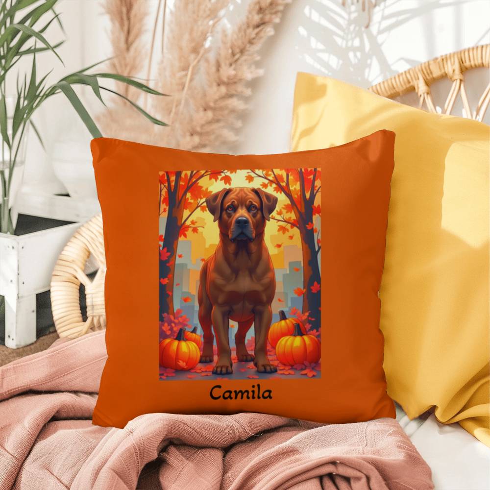 Rottweiler Red Coat Pillow, Durable Indoor Outdoor Dog Cushion, Personalized Pet Owner Gift