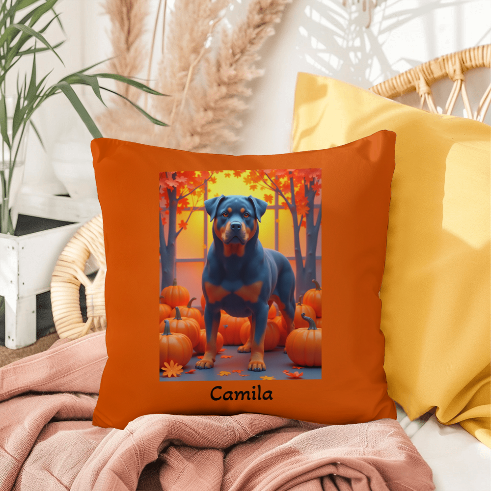 Rottweiler Blue Coat Throw Pillow, Indoor Outdoor Dog Cushion, Durable Dog Lover Home Accent