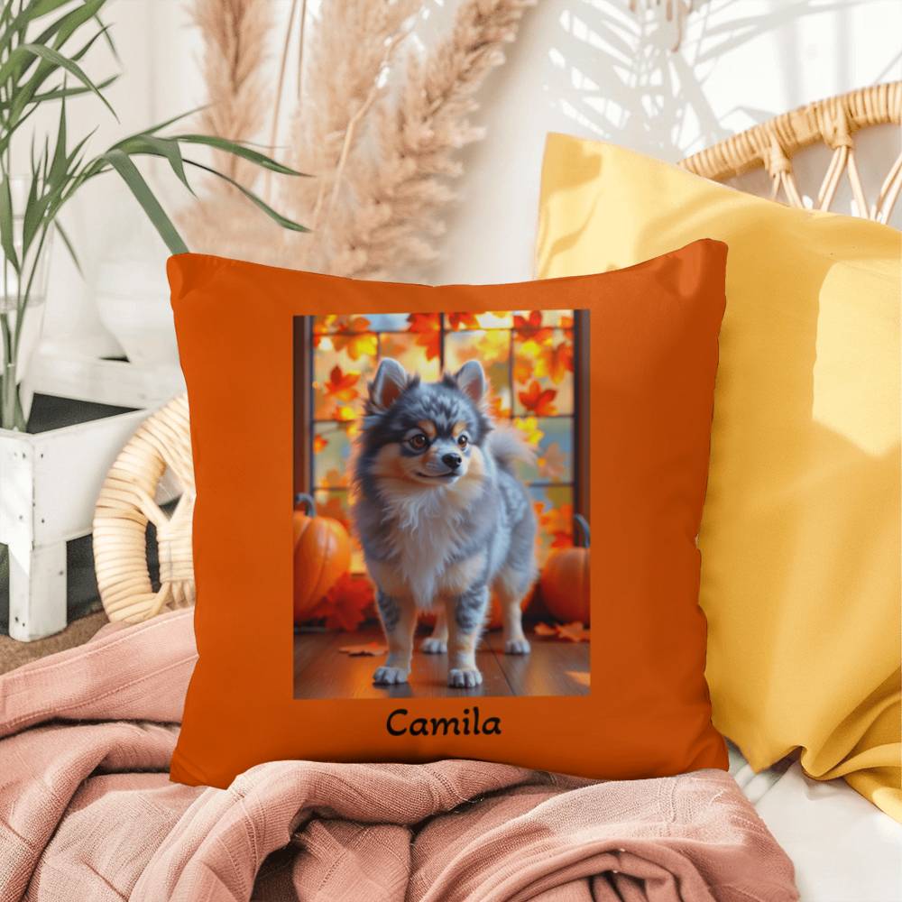 Blue Merle and Tan Pomeranian indoor outdoor pillow, personalized dog cushion, pet lover decor