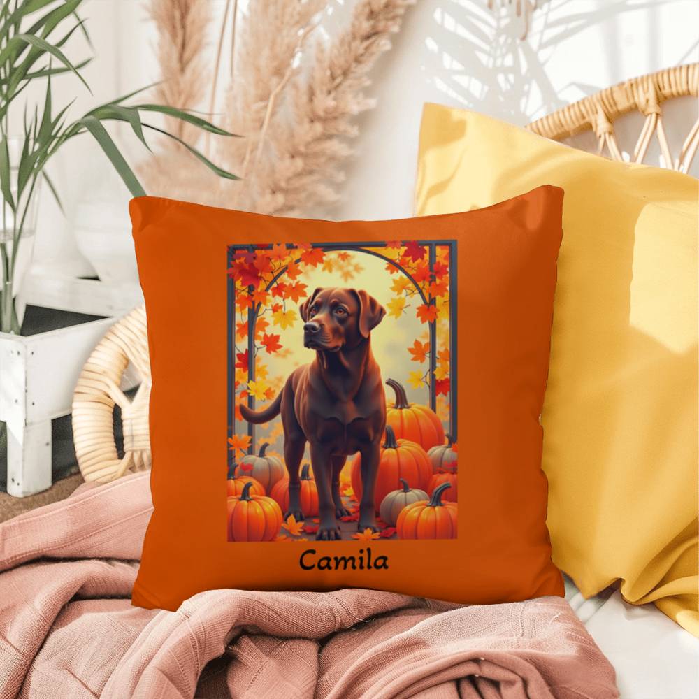 Chocolate Labrador Retriever pillow, personalized indoor outdoor lab dog cushion, home accent - MySisterIsASurvivor