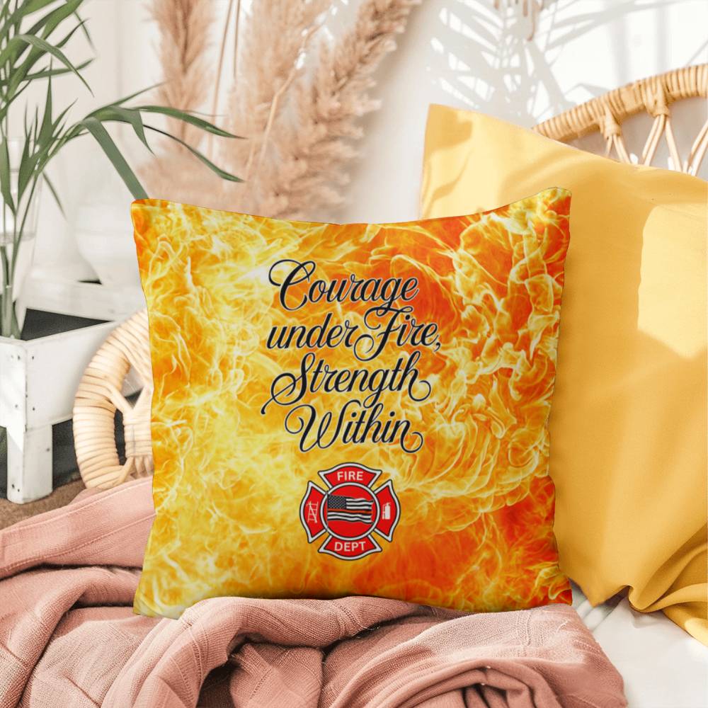 Custom pillow design for firefighters, celebrating their courage both on duty and in their emotional well-being. Perfect for recovery spaces.
