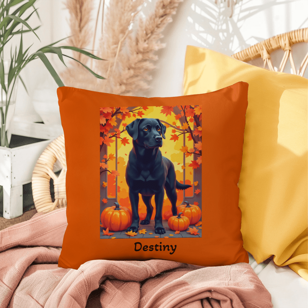 Black Labrador Retriever pillow, personalized indoor outdoor dog cushion for lab lovers - MySisterIsASurvivor
