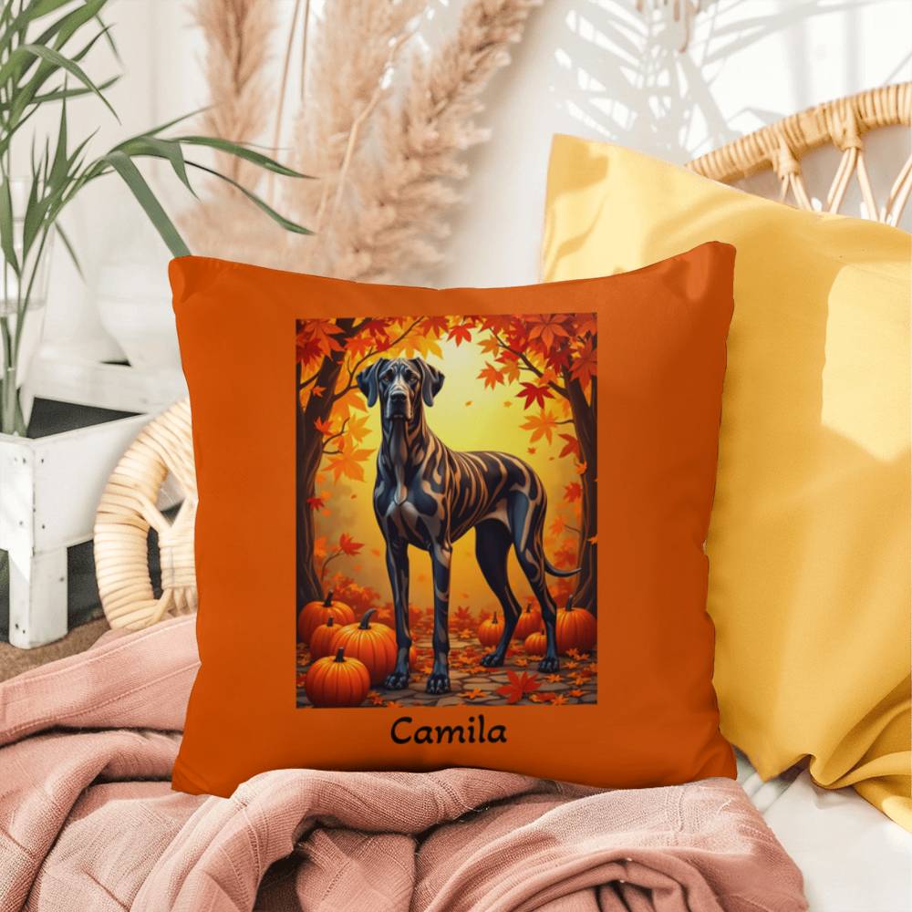 Great Dane Brindle Coat Throw Pillow, Personalized Indoor Outdoor Dog Cushion, Living Room Accent