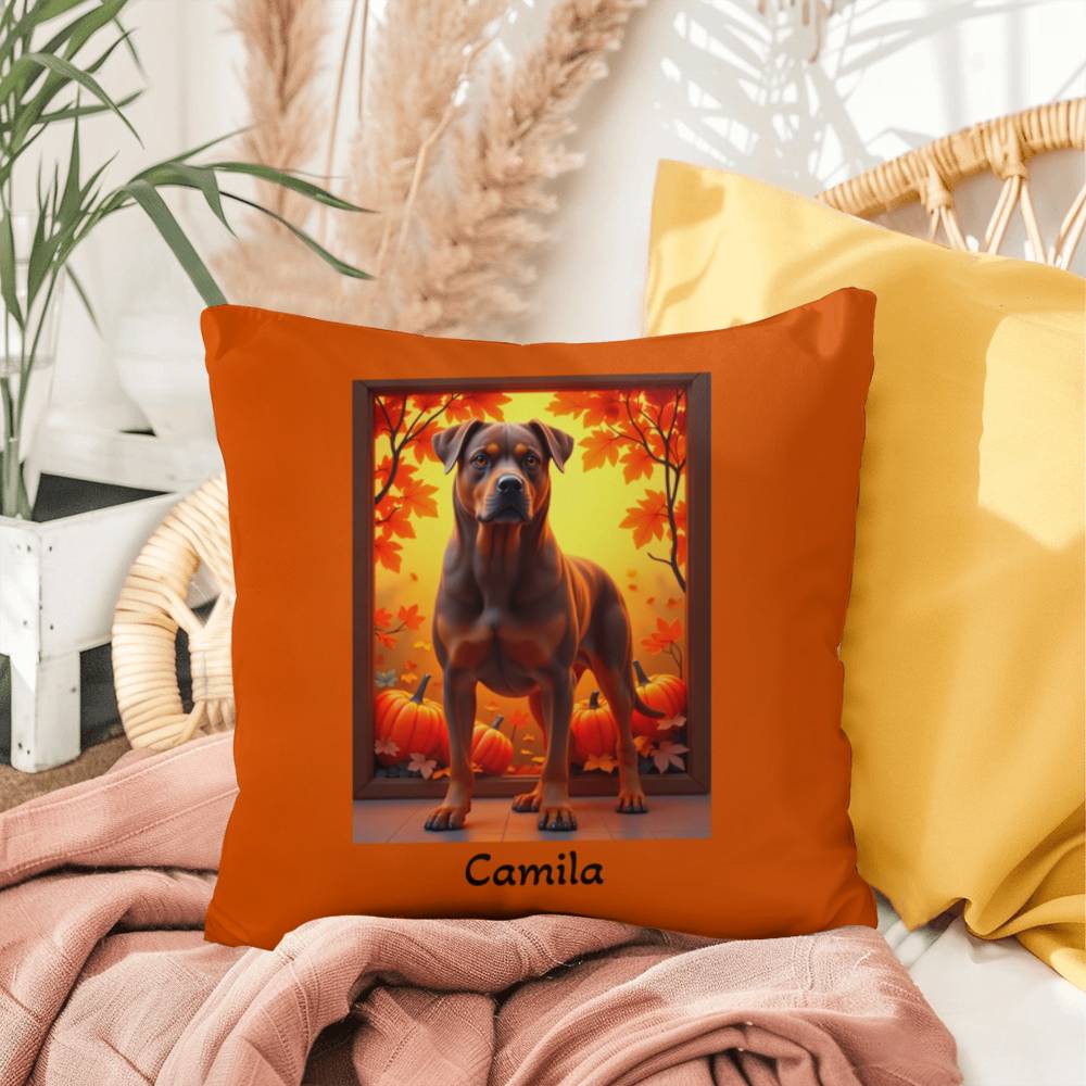 Chocolate and tan Rottweiler indoor outdoor pillow, cozy dog lover gift and stylish pet-themed décor