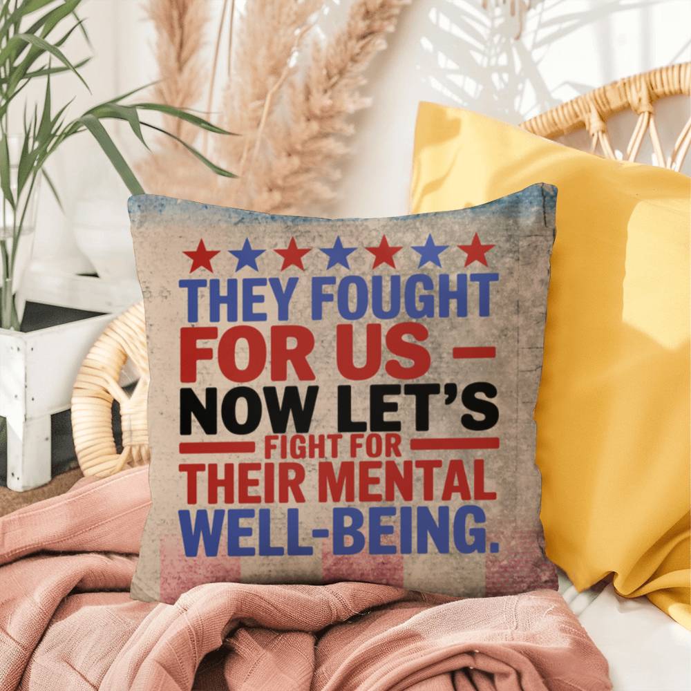 They Fought for Us personalized outdoor pillow honoring military veterans, PTSD warriors, and Memorial Day remembrance
