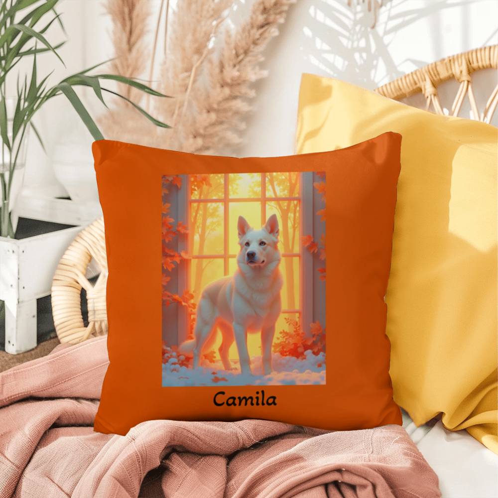 Cream German Shepherd pillow, personalized indoor outdoor GSD cushion, water-resistant decor - MySisterIsASurvivor