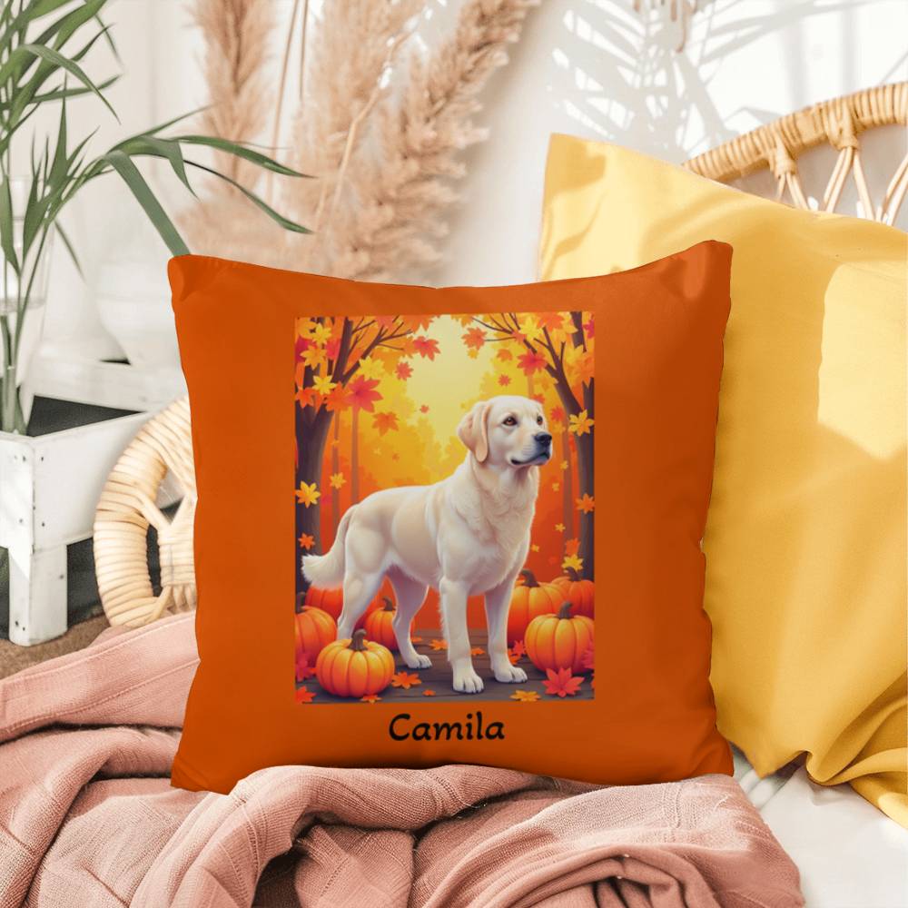 Cream Golden Retriever pillow, personalized indoor outdoor dog cushion, water-resistant decor - MySisterIsASurvivor