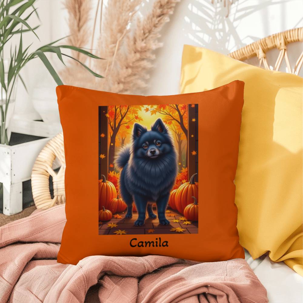 Blue Pomeranian indoor outdoor pillow, custom dog cushion, cute pet lover accent throw pillow